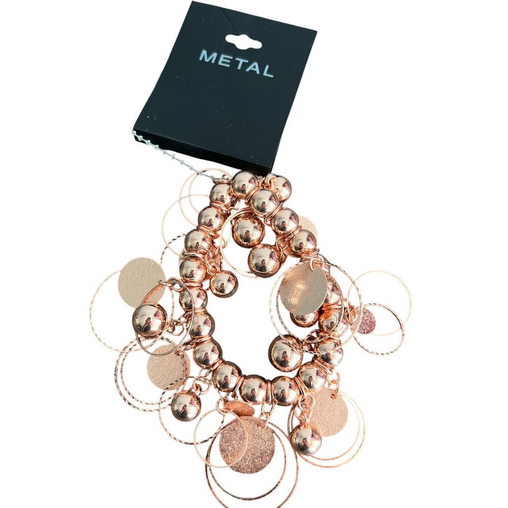 🍭6/$30 New with Tags Metal Rose Gold Bauble Stretch Bracelet